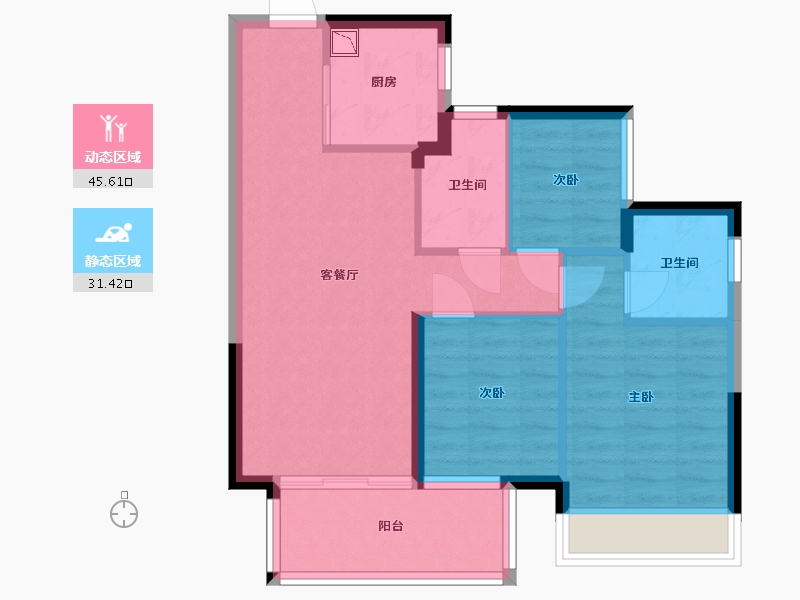 广西壮族自治区-南宁市-龙光玖誉湖庆湖-68.61-户型库-动静分区