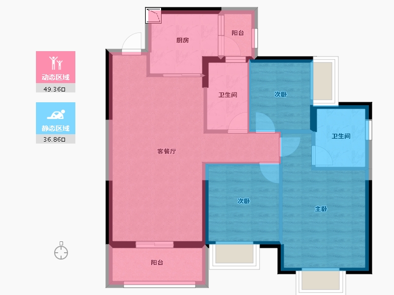 广东省-中山市-恒大御景-76.80-户型库-动静分区