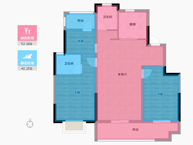 湖南省-岳阳市-澳海富春山居-84.00-户型库-动静分区