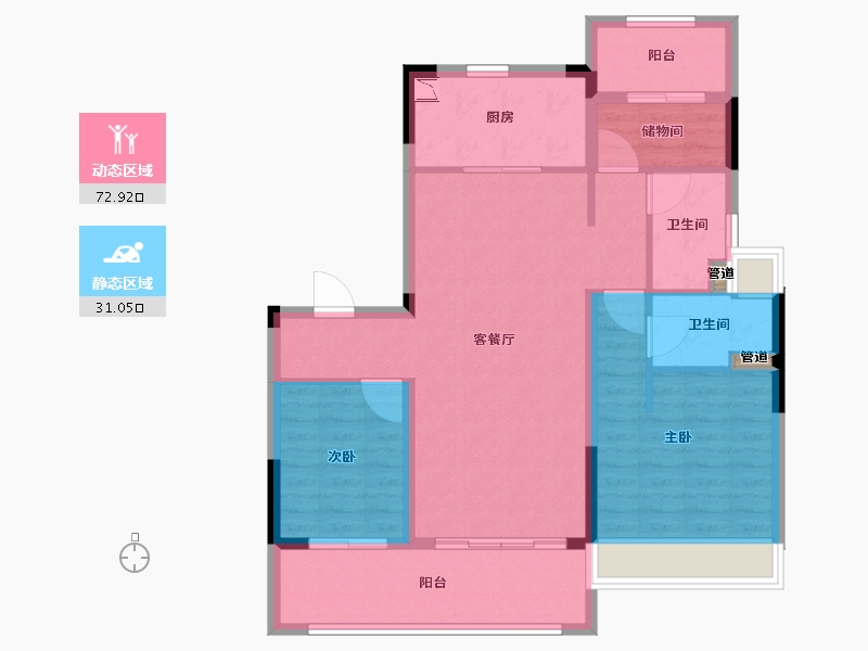 江苏省-镇江市-聆江阁-93.60-户型库-动静分区