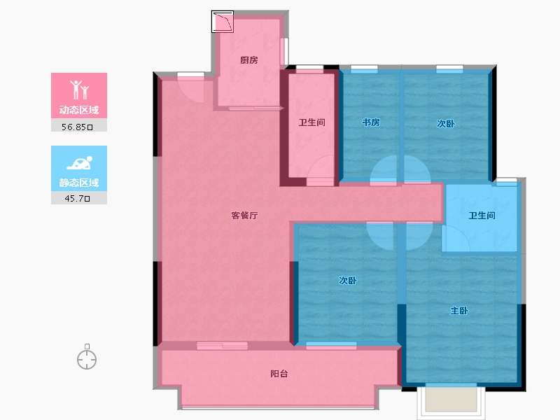 湖南省-岳阳市-岳阳大唐世家-91.54-户型库-动静分区