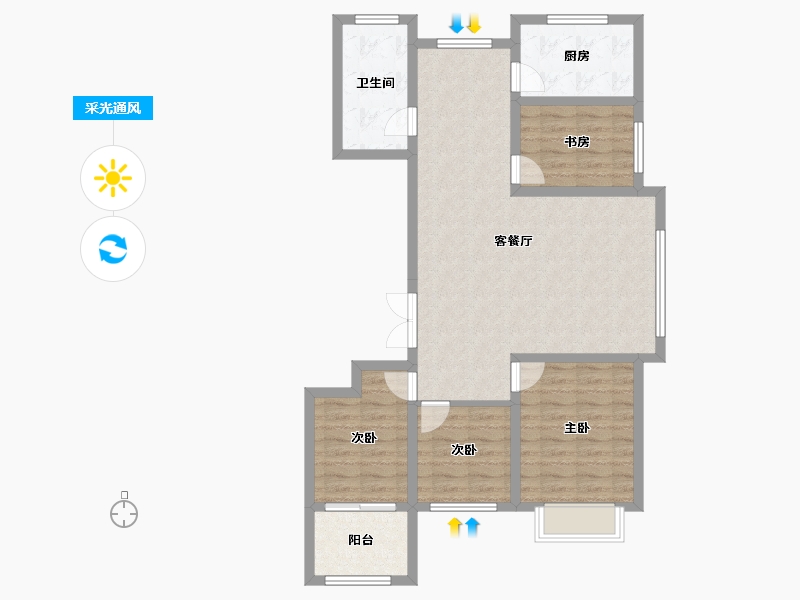 山东省-淄博市-学府名苑-93.03-户型库-采光通风