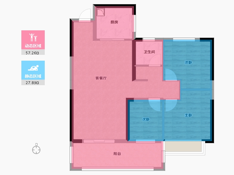 湖北省-荆门市-众和・月湖壹品-75.86-户型库-动静分区