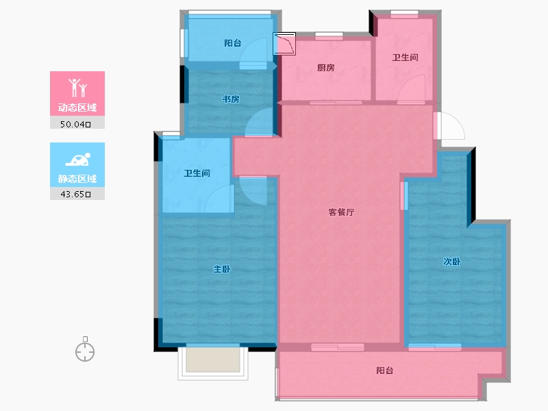 湖南省-岳阳市-澳海富春山居-84.00-户型库-动静分区