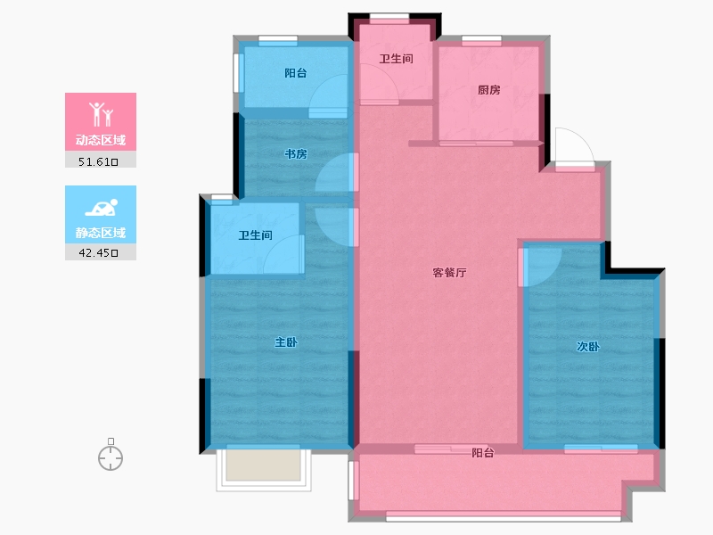 湖南省-岳阳市-澳海富春山居-84.00-户型库-动静分区