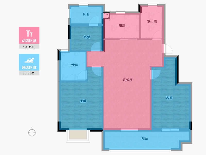 湖南省-岳阳市-澳海富春山居-84.00-户型库-动静分区