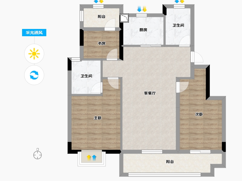 湖南省-岳阳市-澳海富春山居-84.00-户型库-采光通风