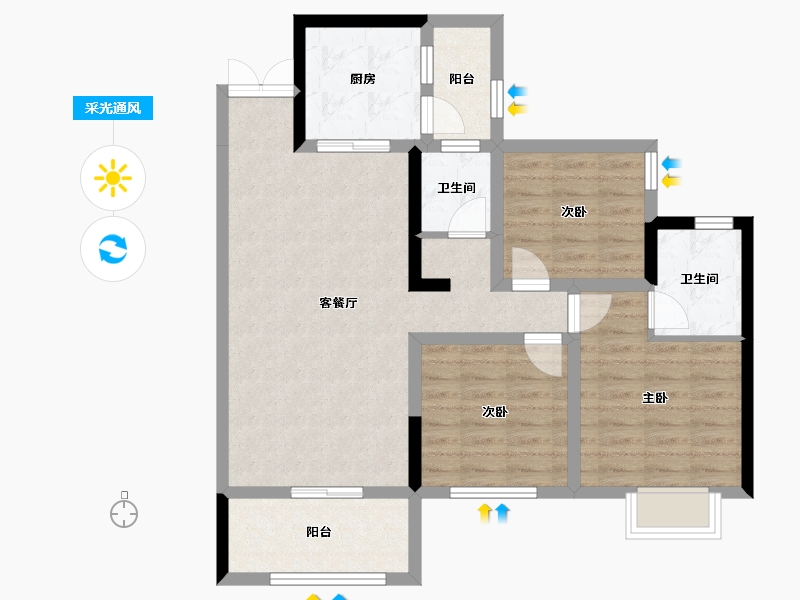 四川省-眉山市-交投・北城时代-83.42-户型库-采光通风