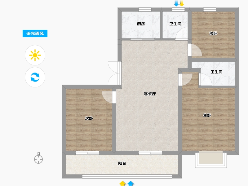 山东省-青岛市-平都壹号院-83.88-户型库-采光通风