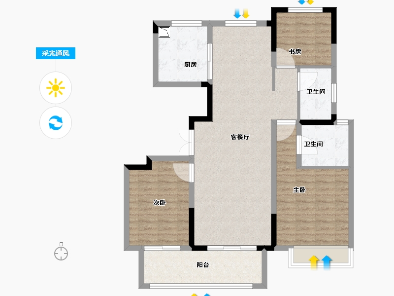 山东省-泰安市-吾悦华府-98.01-户型库-采光通风