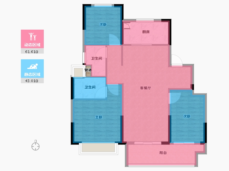 江苏省-镇江市-雍和雅苑-94.40-户型库-动静分区