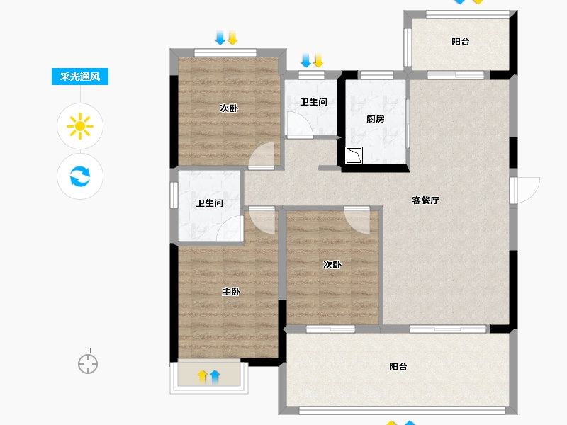 湖北省-荆门市-众和・月湖壹品-98.05-户型库-采光通风