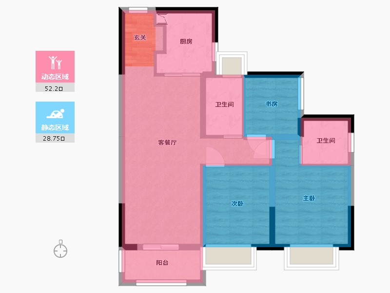 广东省-广州市-中海熙园-71.34-户型库-动静分区