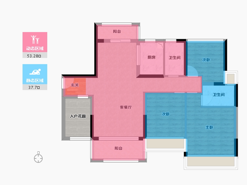 广东省-广州市-藏珑华府-86.30-户型库-动静分区