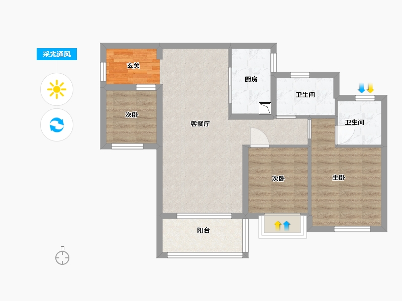 广东省-广州市-保利花城纪-72.00-户型库-采光通风