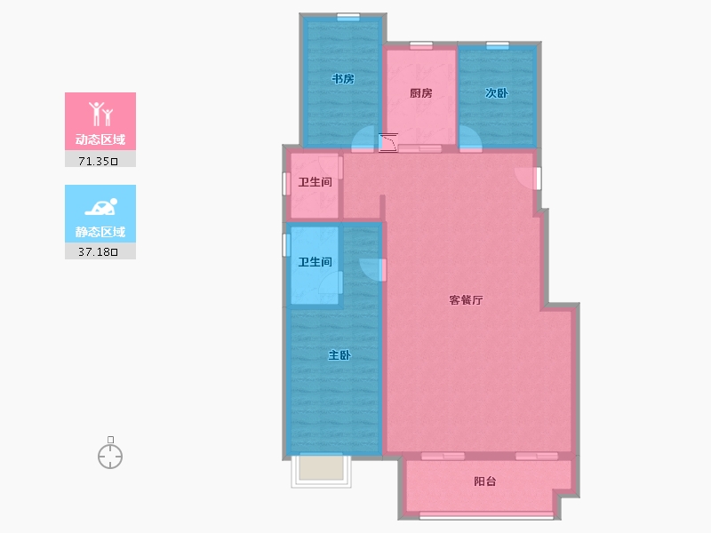 安徽省-六安市-孔雀城时代北宸-97.60-户型库-动静分区