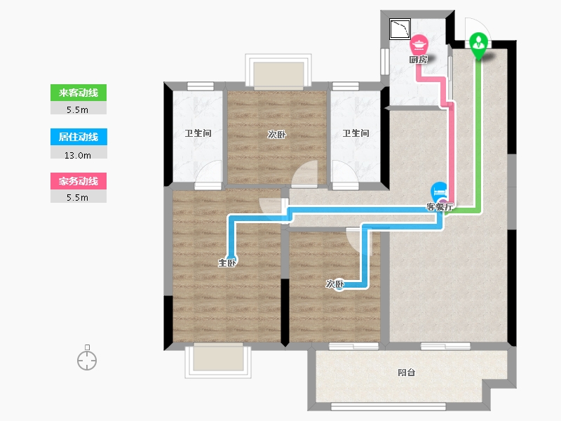 安徽省-阜阳市-融创城-86.74-户型库-动静线