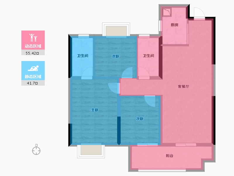 安徽省-阜阳市-融创城-86.74-户型库-动静分区