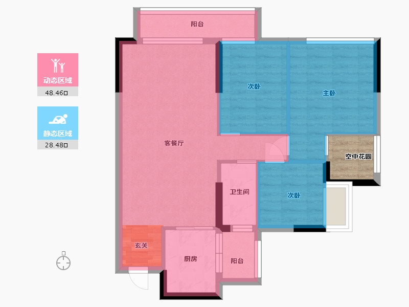 广东省-广州市-嘉骏幸福里-72.00-户型库-动静分区