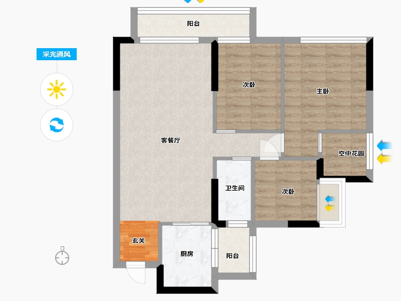 广东省-广州市-嘉骏幸福里-72.00-户型库-采光通风