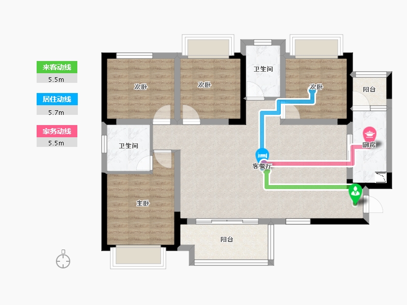 四川省-成都市-金堤学苑-92.84-户型库-动静线