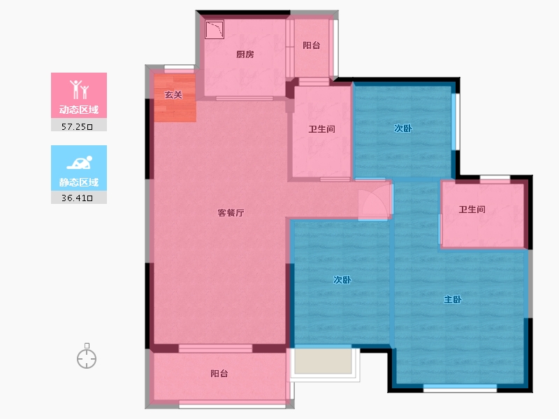 广东省-广州市-佛山恒大悦府-84.00-户型库-动静分区