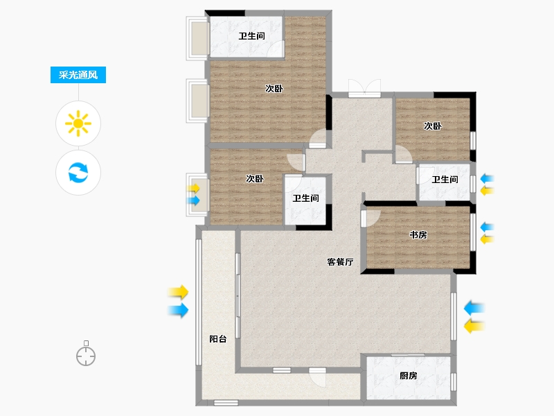 陕西省-西安市-星皓锦樾-171.65-户型库-采光通风