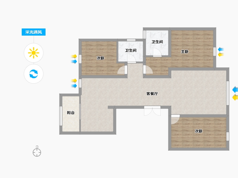 河北省-石家庄市-青鸟中山华府-104.54-户型库-采光通风