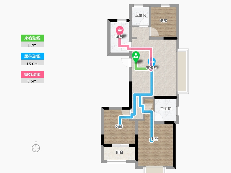 浙江省-杭州市-龙湖春江天越-65.15-户型库-动静线