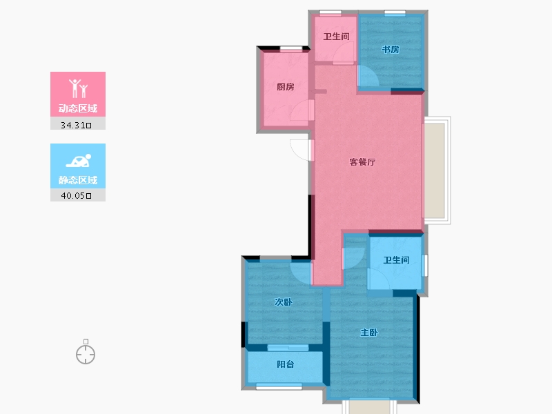 浙江省-杭州市-龙湖春江天越-65.15-户型库-动静分区