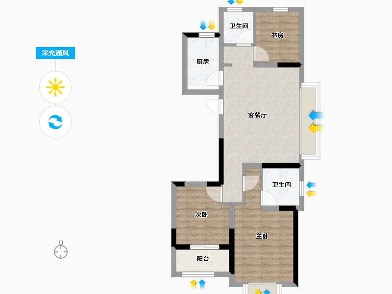 浙江省-杭州市-龙湖春江天越-65.15-户型库-采光通风