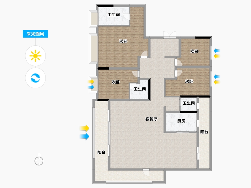 陕西省-西安市-星皓锦樾-222.24-户型库-采光通风