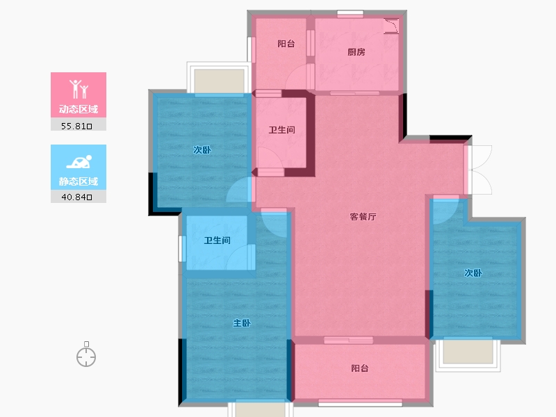 四川省-绵阳市-兴发龙溪谷-84.78-户型库-动静分区