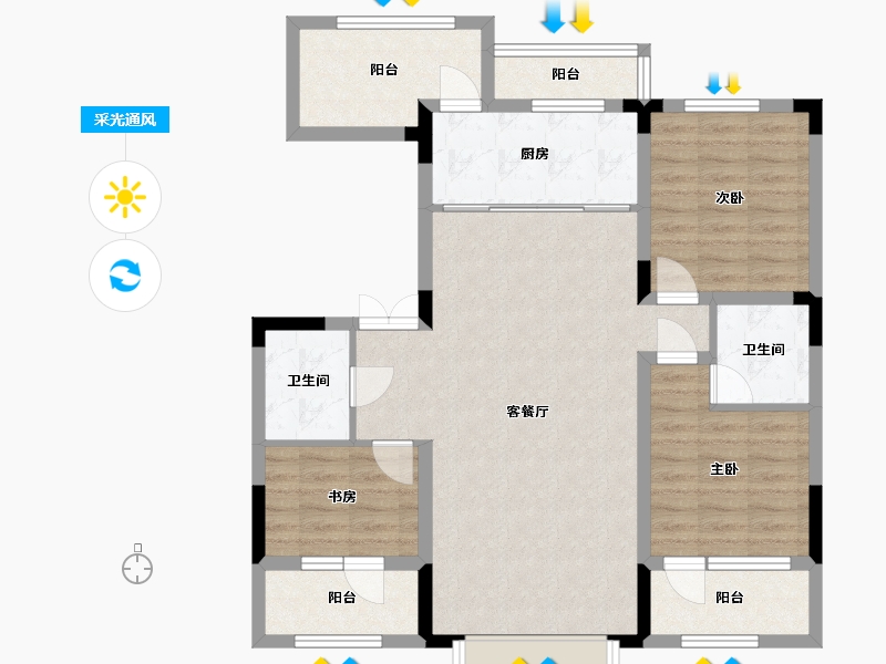 吉林省-长春市-富腾御湖壹号院-94.98-户型库-采光通风