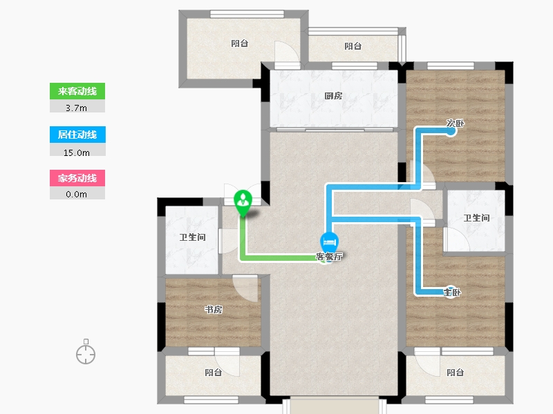 吉林省-长春市-富腾御湖壹号院-94.98-户型库-动静线