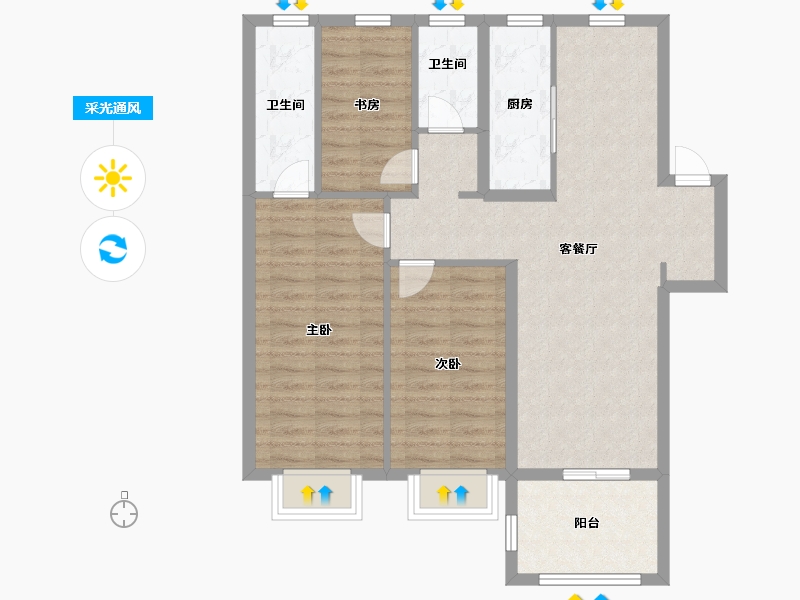 安徽省-六安市-孔雀城时代北宸-87.20-户型库-采光通风