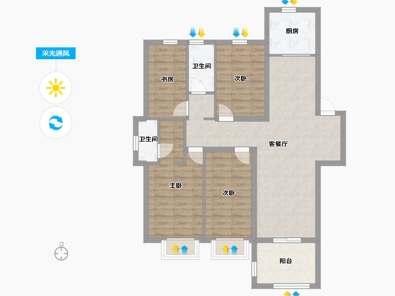 安徽省-六安市-孔雀城时代北宸-88.80-户型库-采光通风