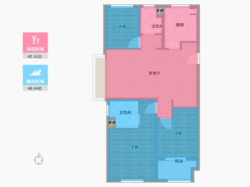 浙江省-台州市-台州万科城-84.80-户型库-动静分区