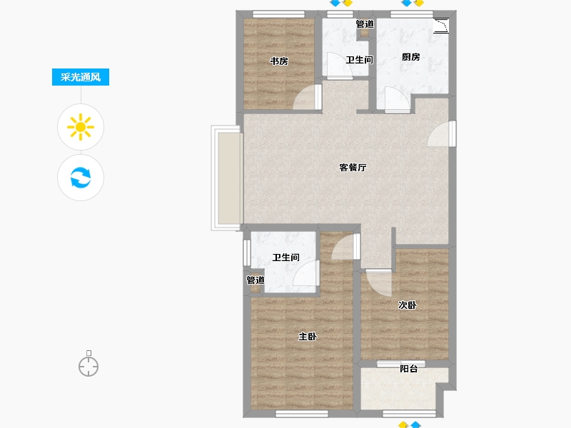 浙江省-台州市-台州万科城-84.80-户型库-采光通风