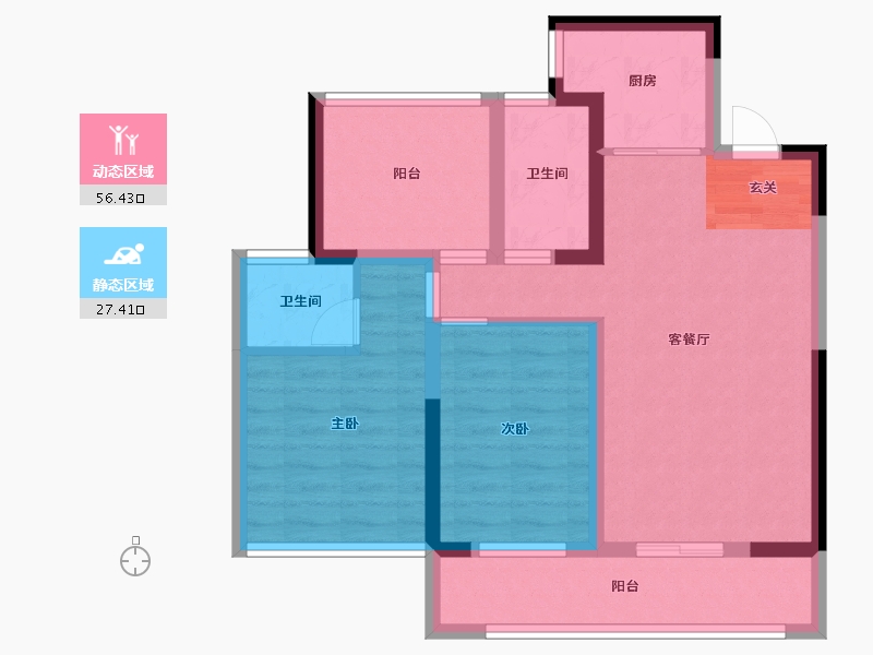 广东省-广州市-藏珑华府-73.89-户型库-动静分区