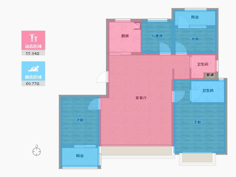 浙江省-台州市-台州万科城-104.01-户型库-动静分区