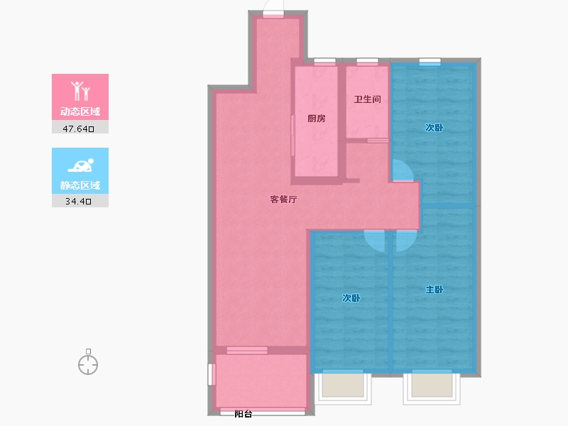 安徽省-六安市-孔雀城时代北宸-72.79-户型库-动静分区