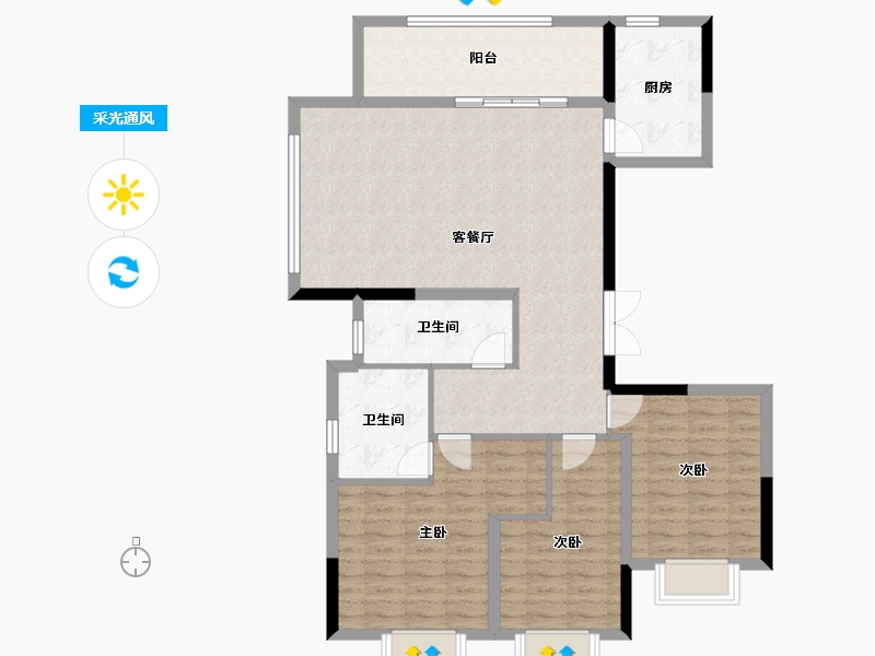 贵州省-遵义市-遵义山湖海瑞府-107.34-户型库-采光通风