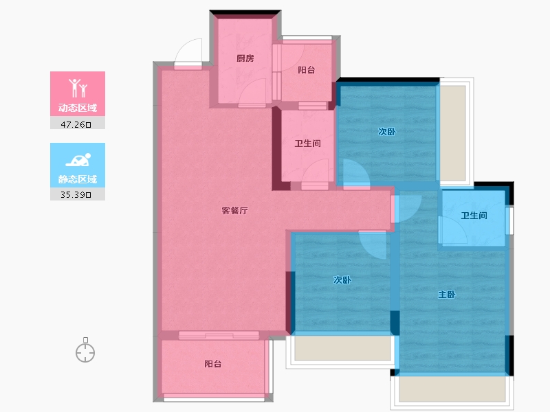 四川省-遂宁市-凯达・拉斐公馆-72.82-户型库-动静分区