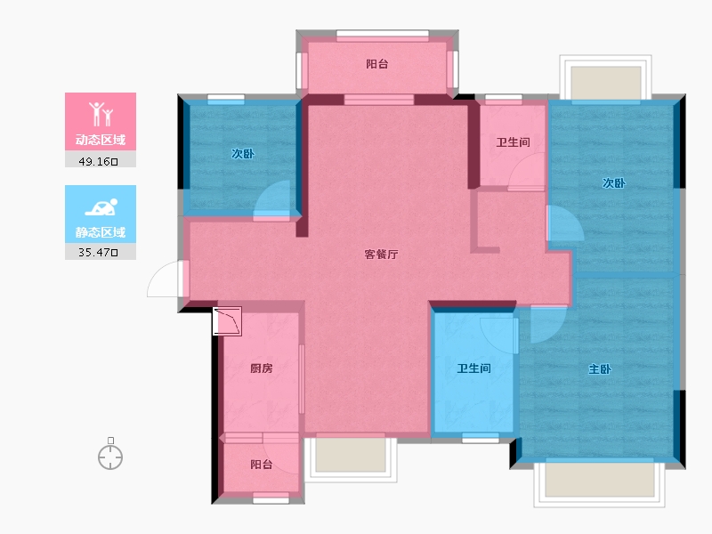 广东省-佛山市-观景豪园-75.01-户型库-动静分区