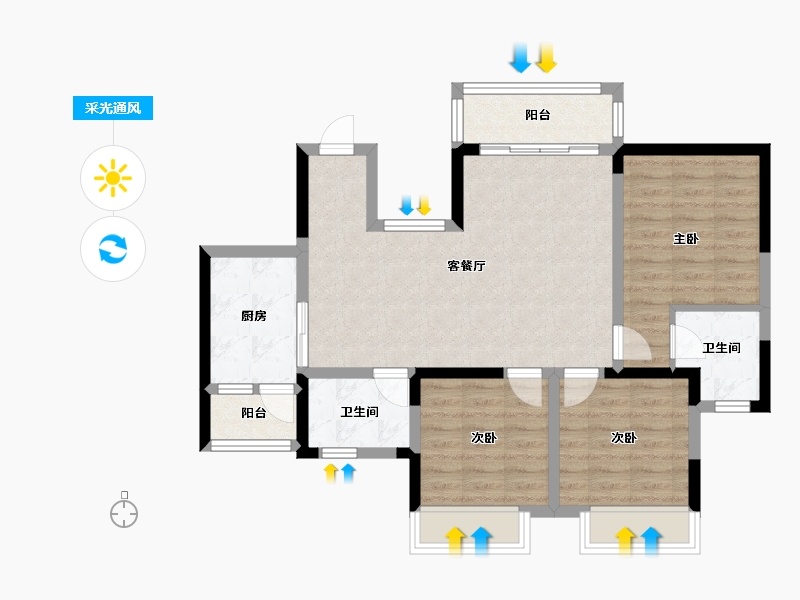 四川省-遂宁市-正泰・江湾国际-81.29-户型库-采光通风