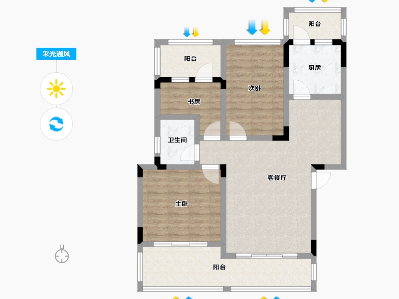 四川省-遂宁市-四季花城-88.25-户型库-采光通风