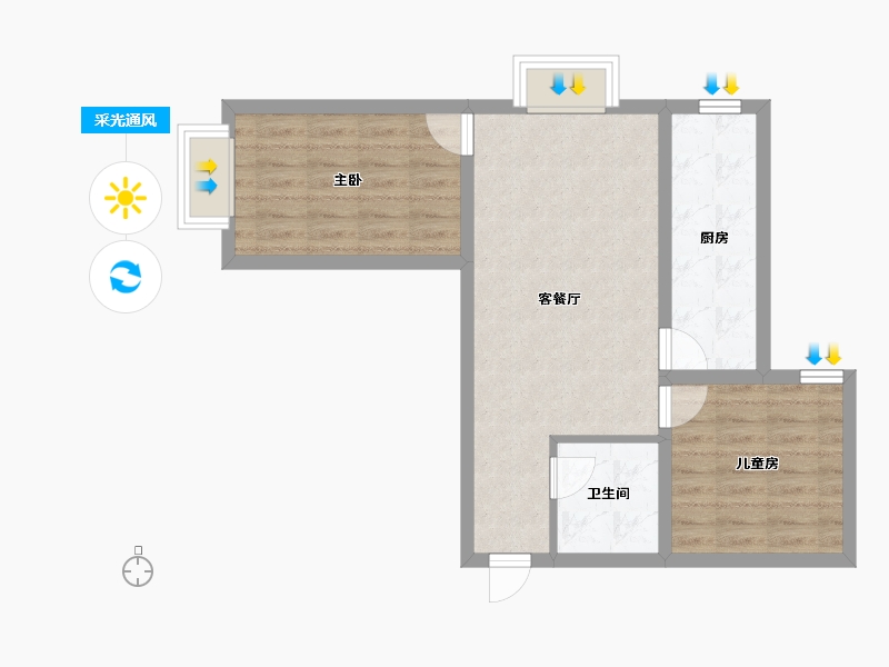 山西省-太原市-鹏程佳园-59.20-户型库-采光通风