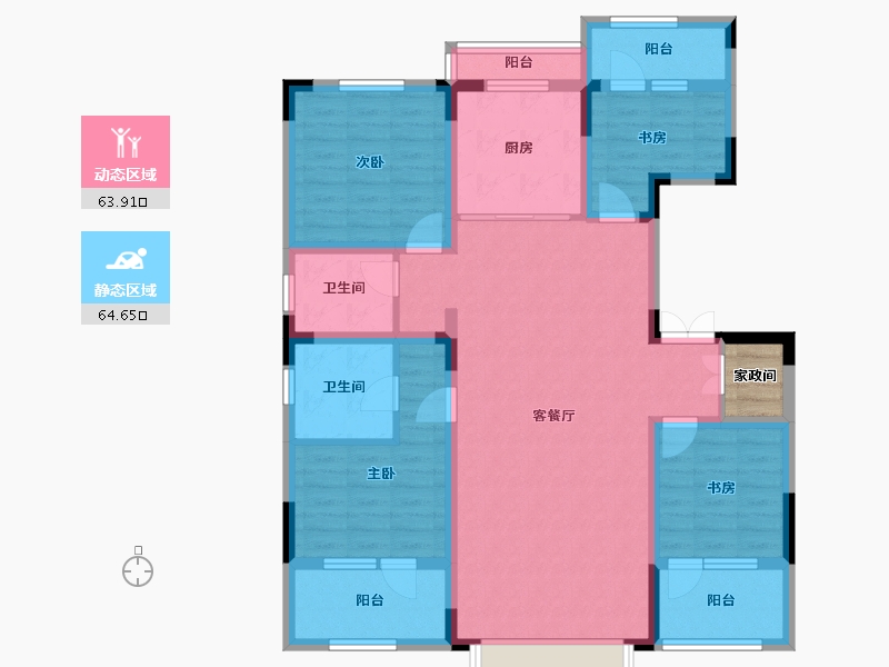 吉林省-长春市-富腾御湖壹号院-115.88-户型库-动静分区