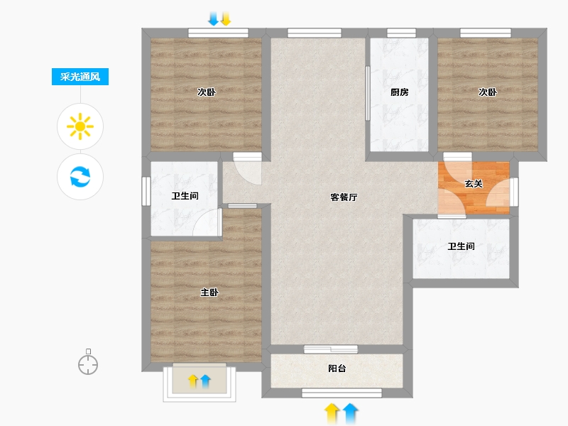 河北省-廊坊市-瑞嘉苑-81.32-户型库-采光通风